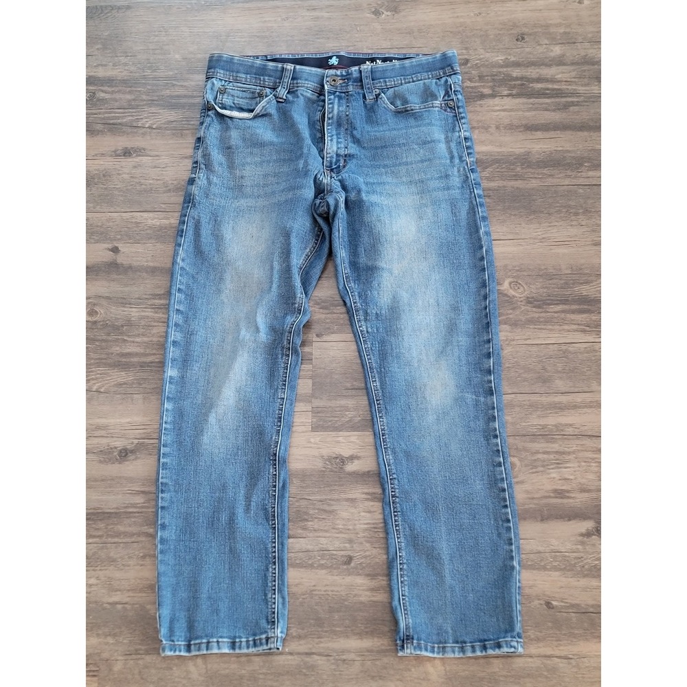 Nat Nast Luxury Originals Mens Straight Leg Blue Denim Jeans W32 L30 Medium Wash